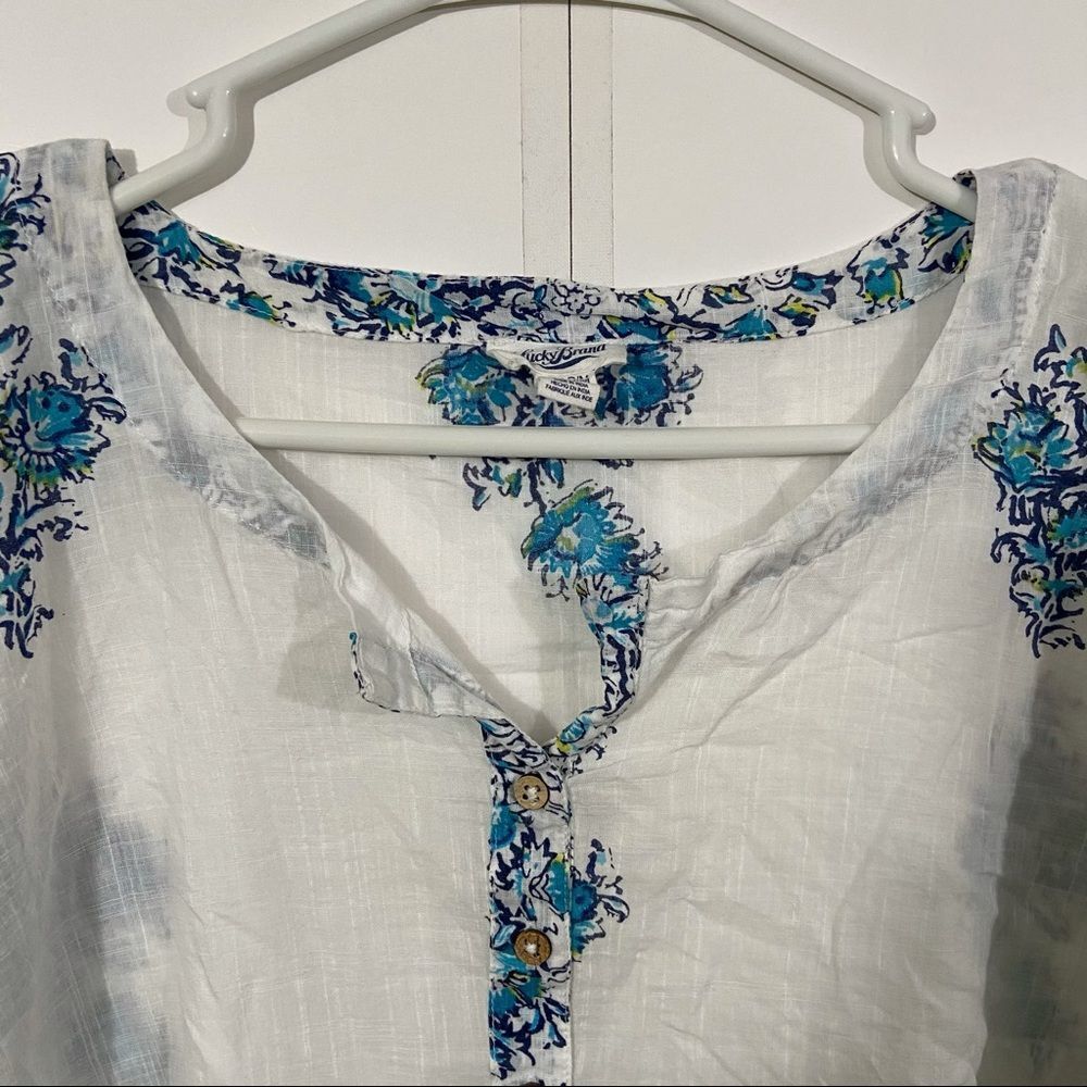 Lucky Brand Boho Patterned Splut Neck Blouse - image 4